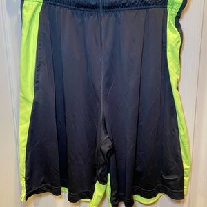 Nike Black and Neon Green Athletic Shorts